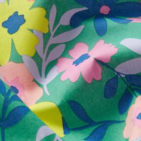 cotone rivestito fiori pastello | Poppy Fabrics – verde erba/rosa, 
