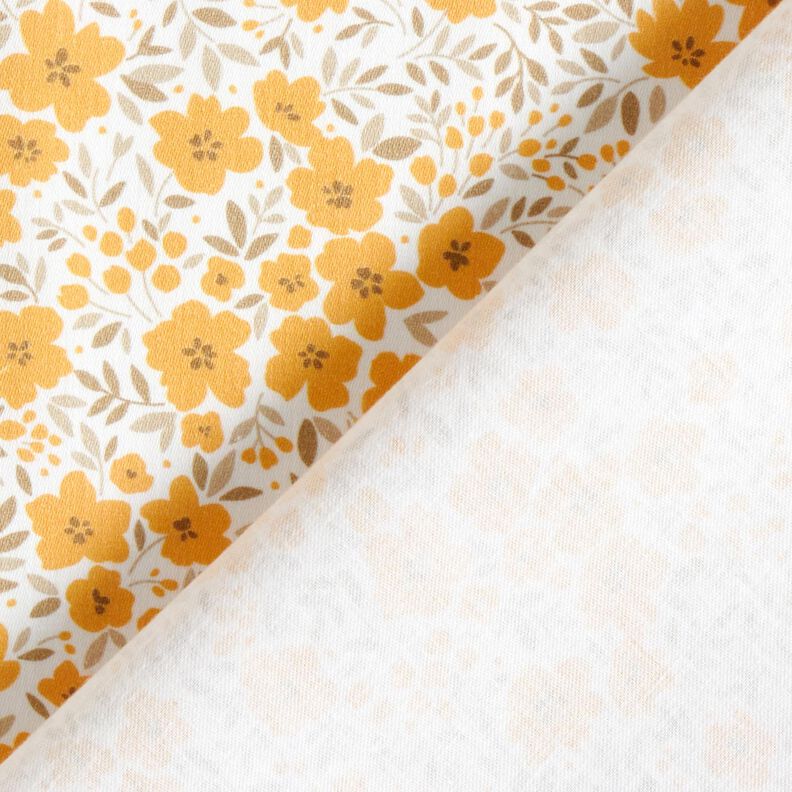 tessuto arredo satin di cotone Mare di fiori – senape/bianco,  image number 4