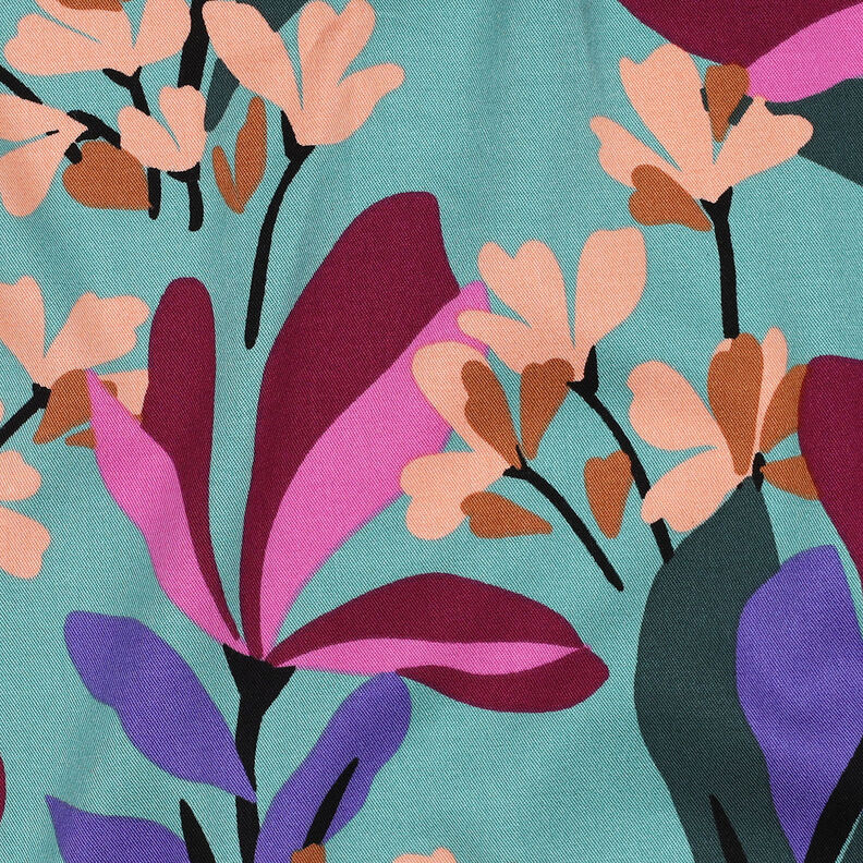 tessuto in viscosa stretch Spring Garden | Nerida Hansen – azzurro/rosso Bordeaux,  image number 2