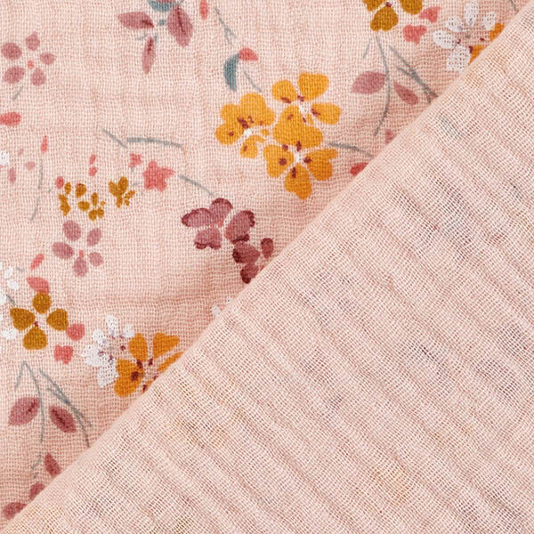 mussolina / tessuto doppio increspato romantici tralci di fiori – rosa,  image number 4