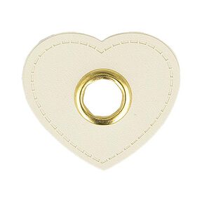 applicazione in similpelle con occhiello, cuore [ 4 pezzo/i ] – bianco lana, 