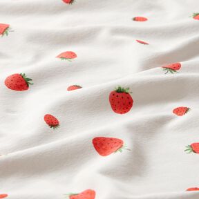 GOTS jersey di cotone Fragole all'acquerello stampa digitale – avorio, 
