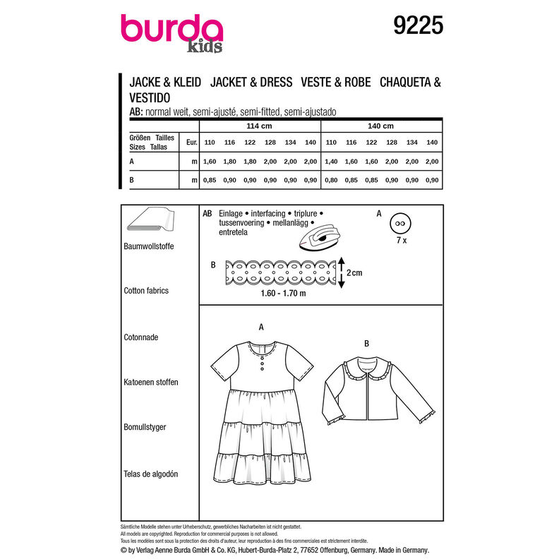 Giacca / Vestito | Burda 9225 | 110-140,  image number 9