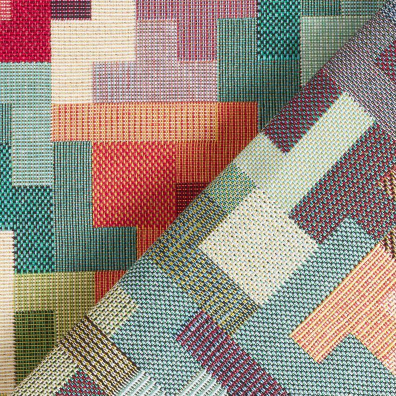 tessuto arredo gobelin Tetris – rosso carminio/verde,  image number 4