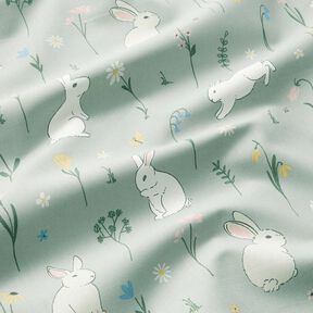 tessuto arredo mezzo panama Piccoli coniglietti – menta chiaro, 