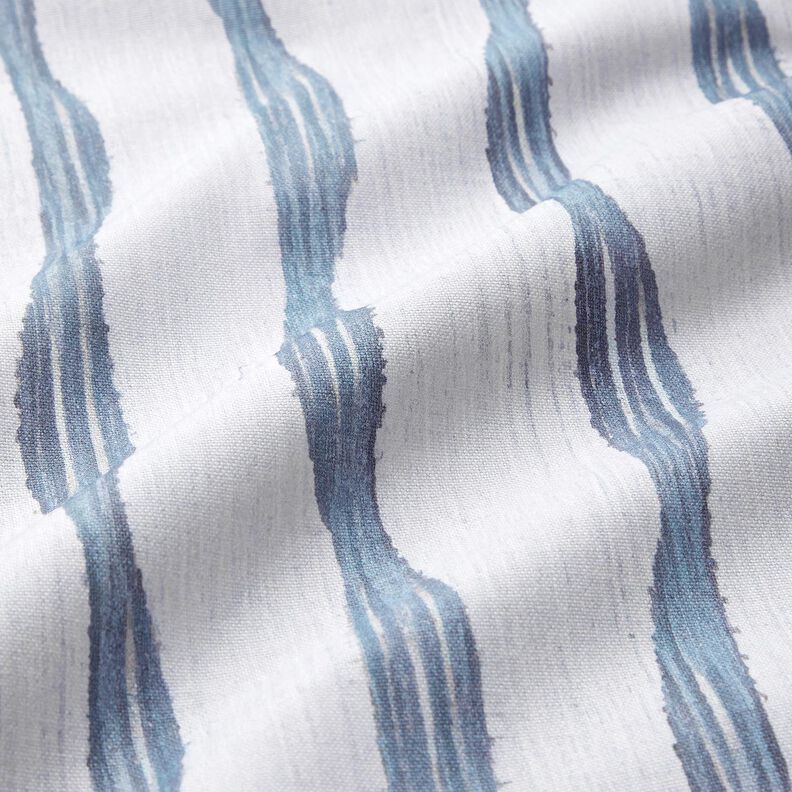 tessuto arredo mezzo panama Righe ondulate – blu,  image number 2