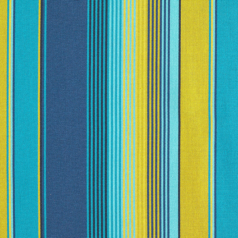 Tessuti da esterni canvas Righe – blu/senape,  image number 1