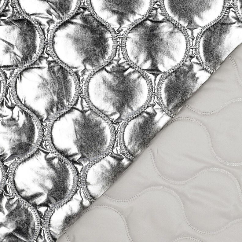 tessuto trapuntato Linee sinuose – argento effetto metallizzato, image number 4