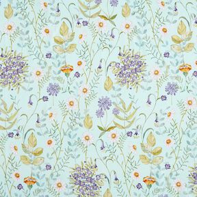 tessuto in cotone popeline Fiori selvatici – menta chiaro/lavanda, 