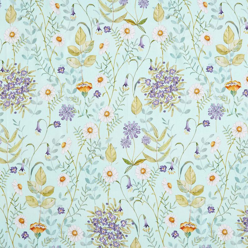 tessuto in cotone popeline Fiori selvatici – menta chiaro/lavanda,  image number 1