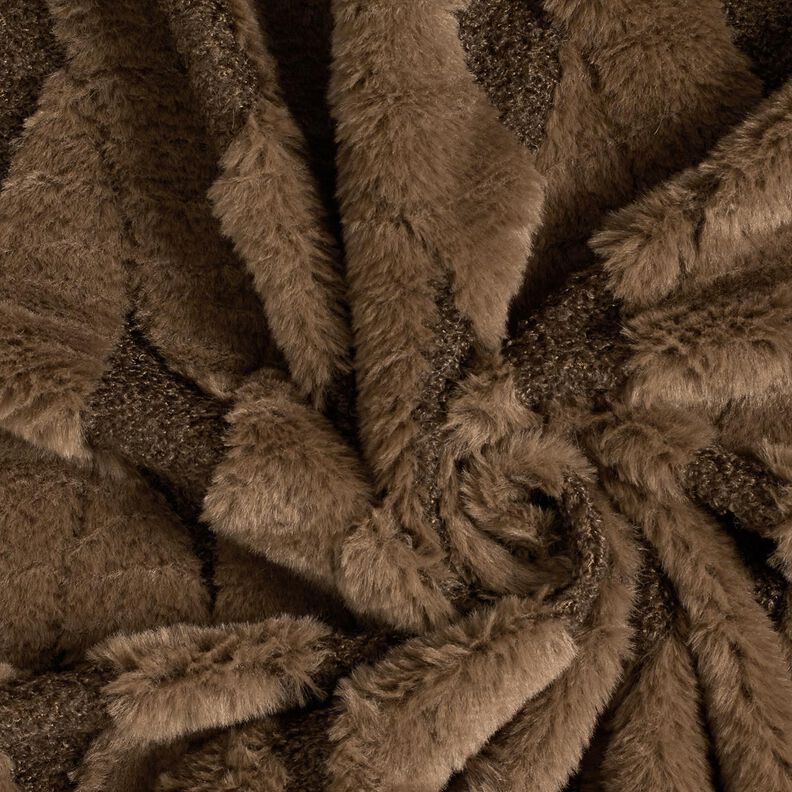 ecopelliccia tessuto bouclé losanghe – marrone scuro, image number 3