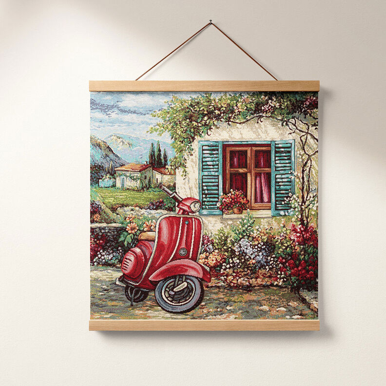 taglio di tessuto arredo gobelin Vespa – rosso carminio/beige chiaro,  image number 7