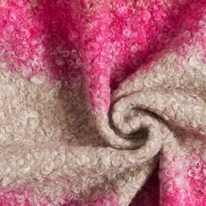 tessuto per cappotti maglia bouclé gradiente – anacardo/pink, image number 3