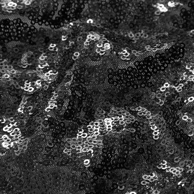 Tessuto micro paillettes in tinta unita – nero,  image number 2