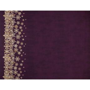 French terry, felpa estiva Fiori di ghiaccio tessuto con bordura | Glitzerpüppi – melanzana/oro, 