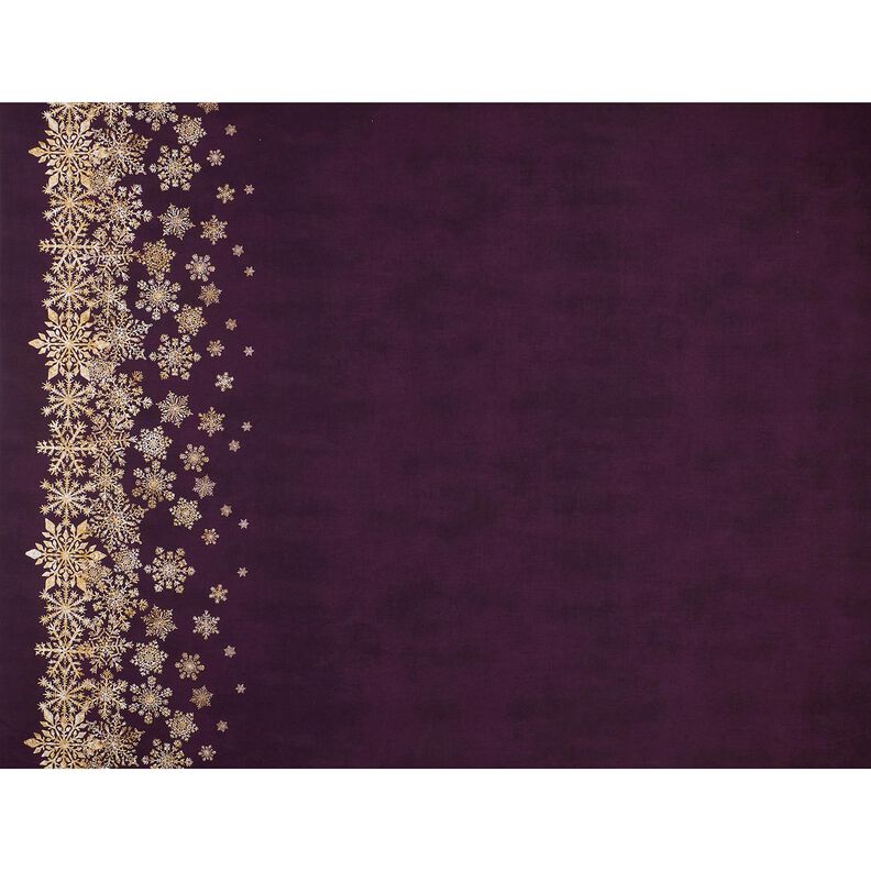 French terry, felpa estiva Fiori di ghiaccio tessuto con bordura | Glitzerpüppi – melanzana/oro, image number 1