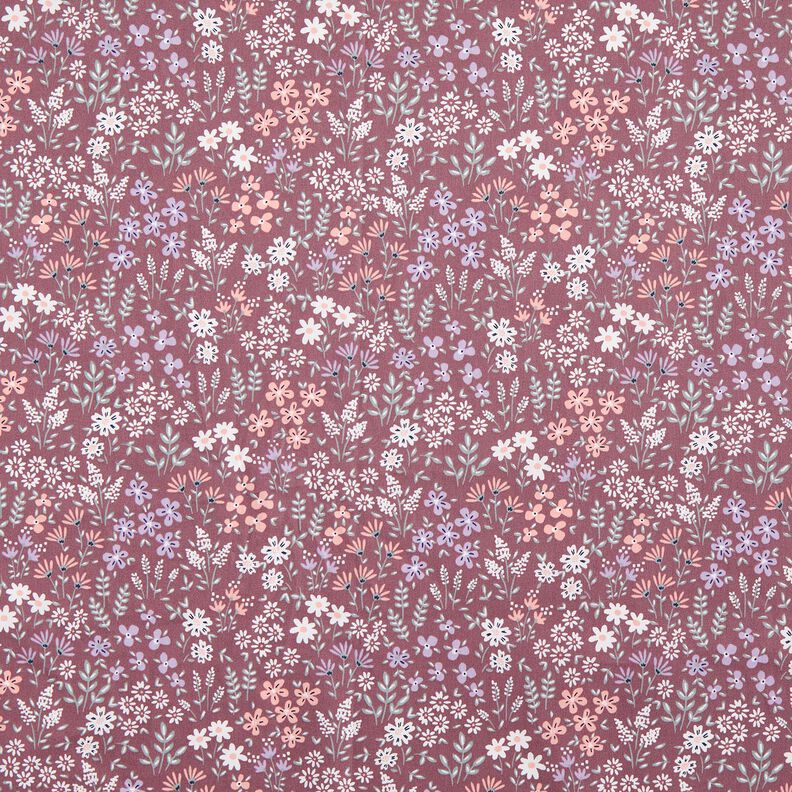 cotone rivestito Prato fiorito variopinto – rosa antico scuro/bianco,  image number 1