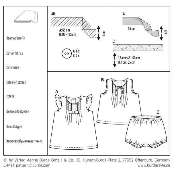 abito neonata / camicetta / pantaloncini, Burda, image number 7