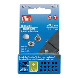 rivetti tubolari, intervallo di serraggio 6-9mm [12 pezzi | Ø 9 mm] | Prym – argent metallica, 