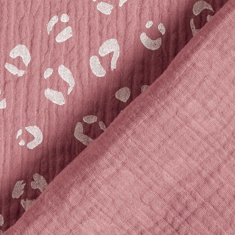 mussolina / tessuto doppio increspato Grande motivo leopardato – rosa antico scuro/bianco,  image number 4