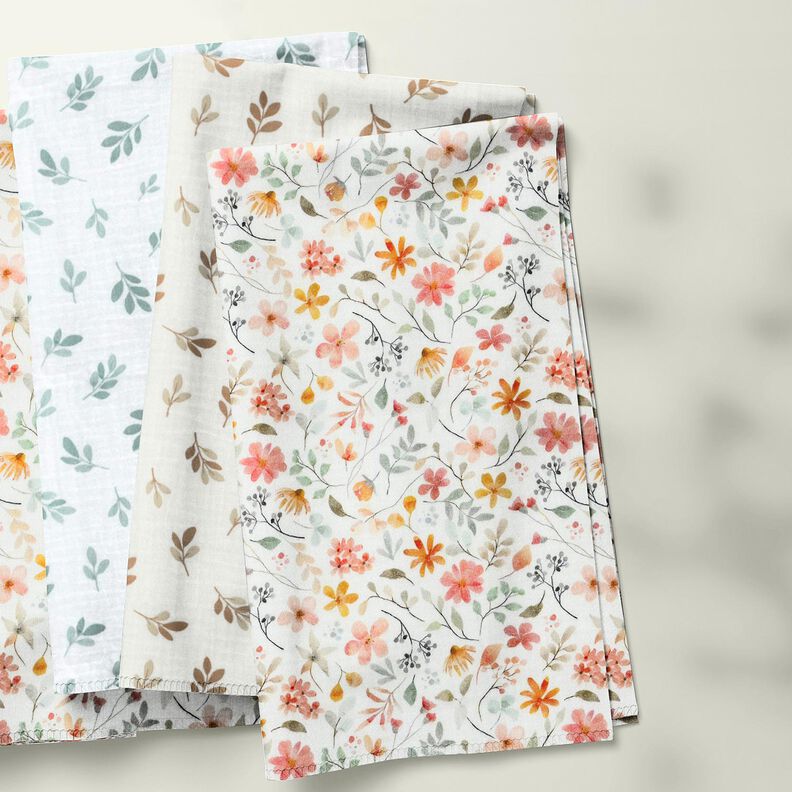 mussolina / tessuto doppio increspato Rami | Poppy Fabrics – bianco/canna palustre, image number 7