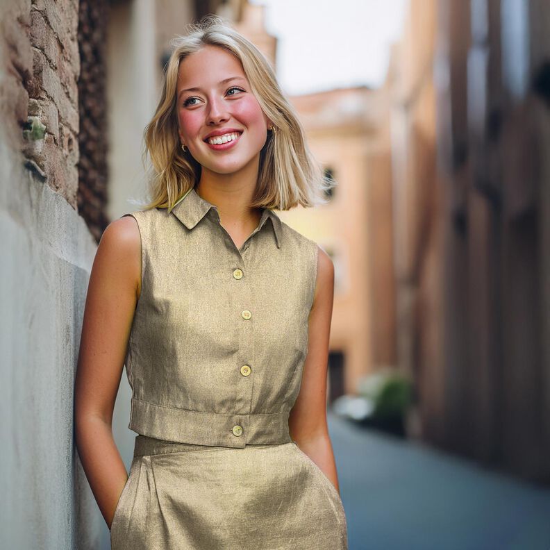 popeline di cotone rifinitura con lamina tinta unita – oro effetto metallizzato,  image number 4