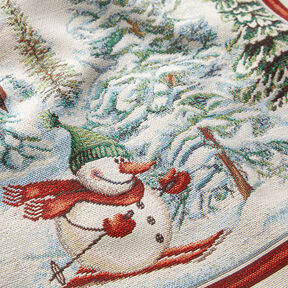 taglio di tessuto arredo gobelin Pupazzo di neve – rosso carminio/beige chiaro, 