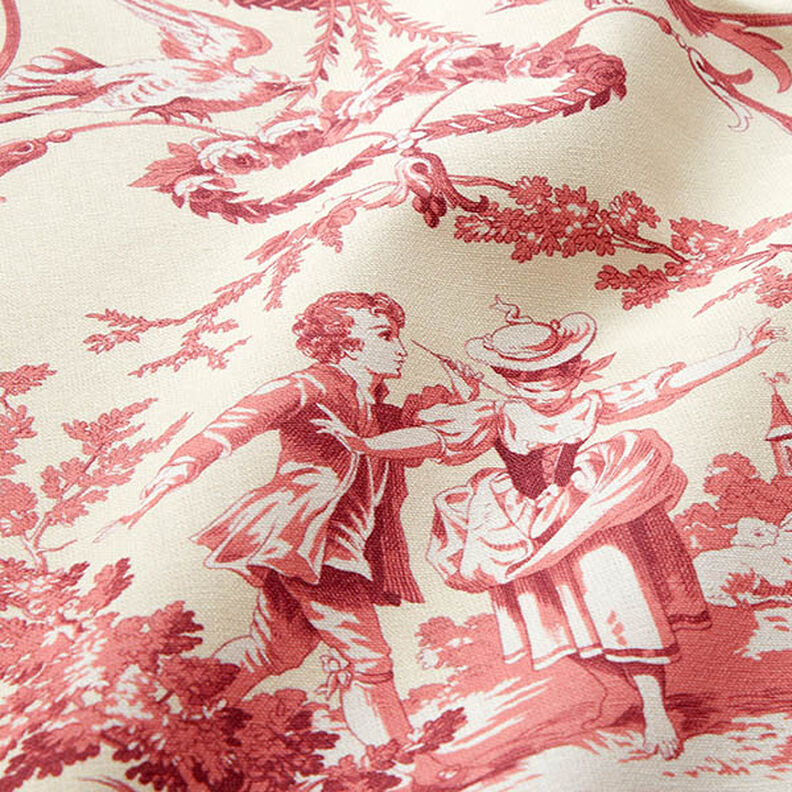 tessuto arredo tessuti canvas Coppia romantica 280 cm – rosso Bordeaux/crema,  image number 2