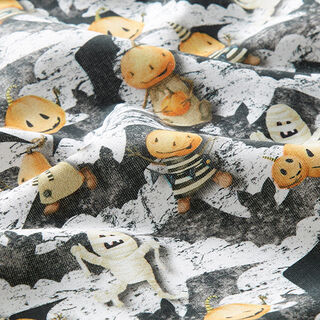 tessuto in cotone popeline Pipistrello e mummia – bianco/nero, 