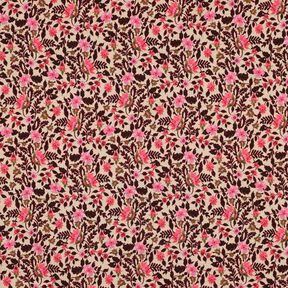 French terry, felpa estiva piccoli fiori stampa digitale – anacardo/rosa fucsia acceso, 