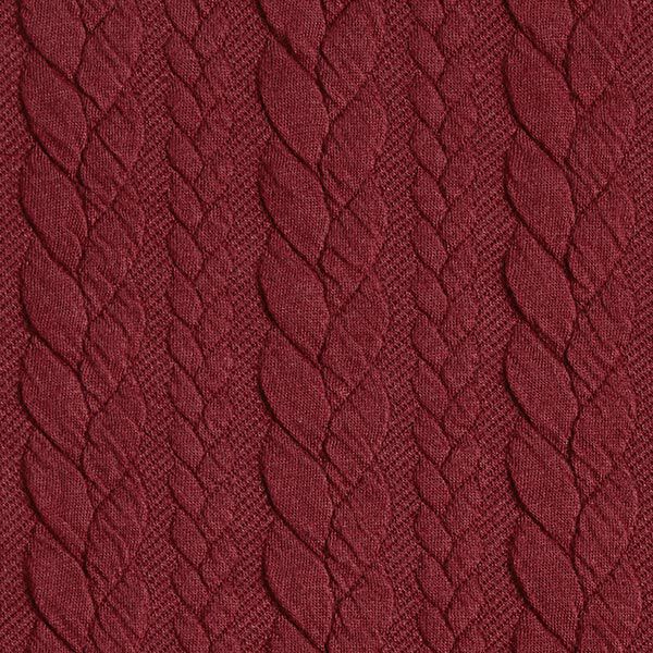 Jersey jacquard, cloqué, motivi a treccia – rosso Bordeaux,  image number 1