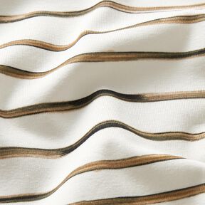 jersey di cotone Strisce larghe ad acquarello stampa digitale – avorio/marrone nerastro | Resto 50cm, 