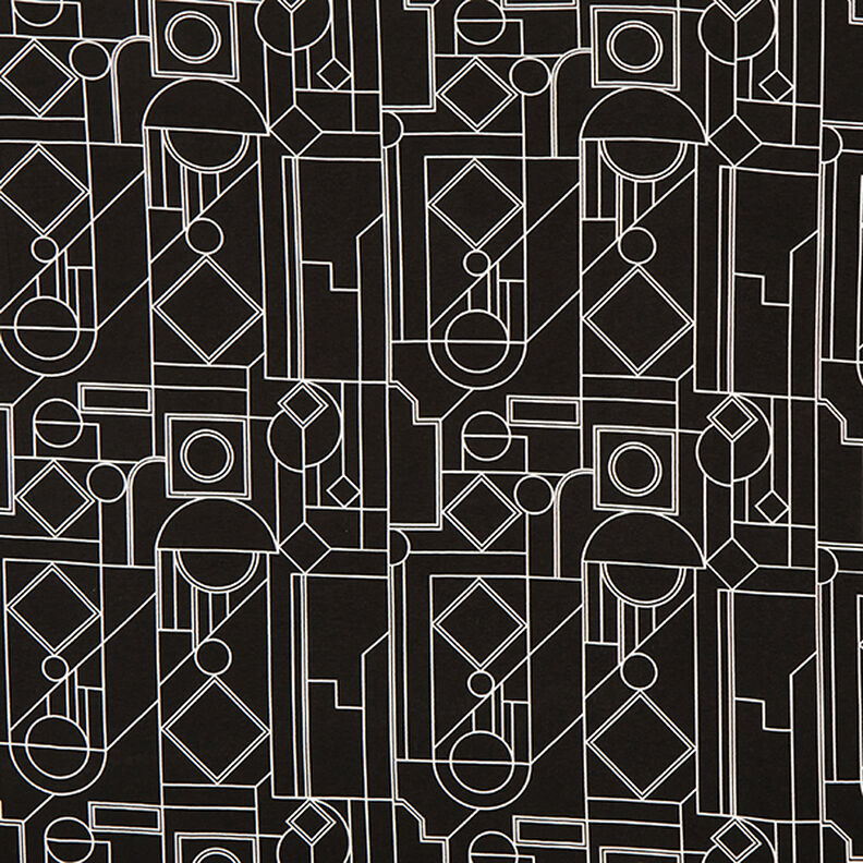 Forme geometriche in jersey di viscosa – nero/bianco,  image number 1