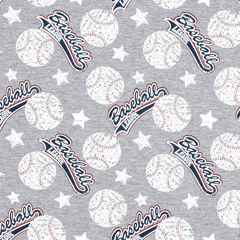 French terry, felpa estiva baseball – argento/bianco,  image number 1