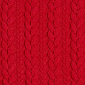 Jersey jacquard, cloqué, motivi a treccia – rosso, 