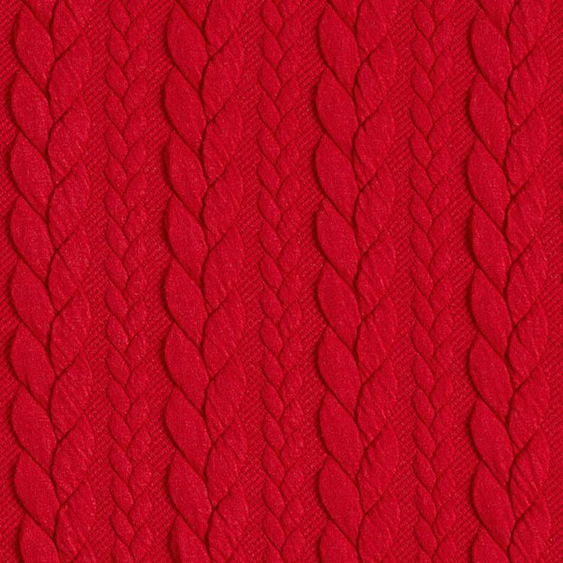 Jersey jacquard, cloqué, motivi a treccia – rosso,  image number 1