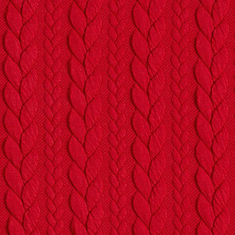 Jersey jacquard, cloqué, motivi a treccia – rosso,  image number 1