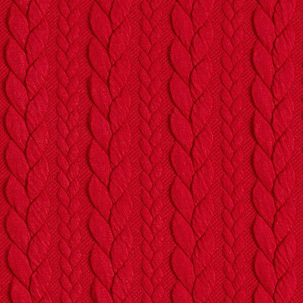 Jersey jacquard, cloqué, motivi a treccia – rosso,  image number 1