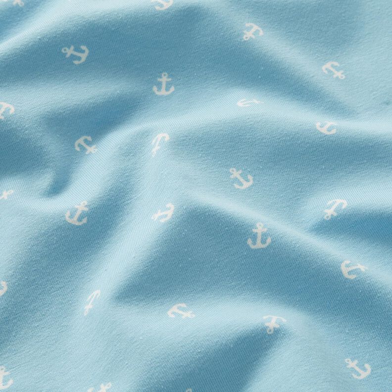 jersey di cotone Piccole ancore stampa digitale – azzurro,  image number 2