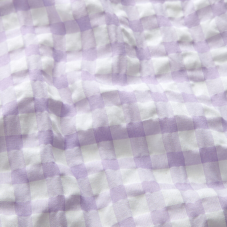 Seersucker a quadretti Vichy grandi – bianco/lillà pastello,  image number 2