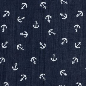 mussolina / tessuto doppio increspato ancora – blu marino/bianco, 