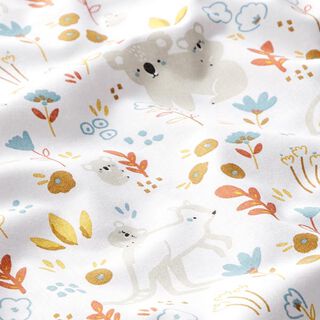 tessuto in cotone cretonne animali dell'Australia sul prato – bianco, 