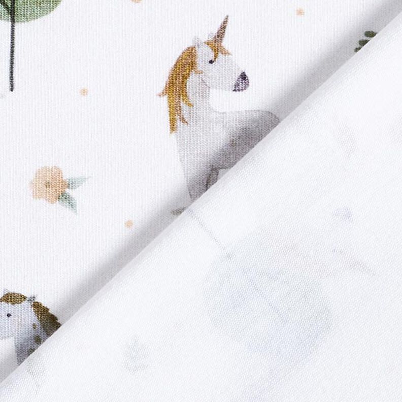 jersey di cotone bio Cavalli e unicorni stampa digitale – bianco lana,  image number 4