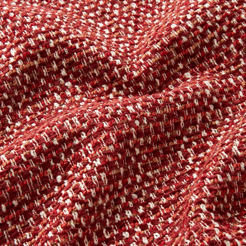 tessuto da tappezzeria Aspetto bouclé colorato – rosso Bordeaux/crema, image number 2