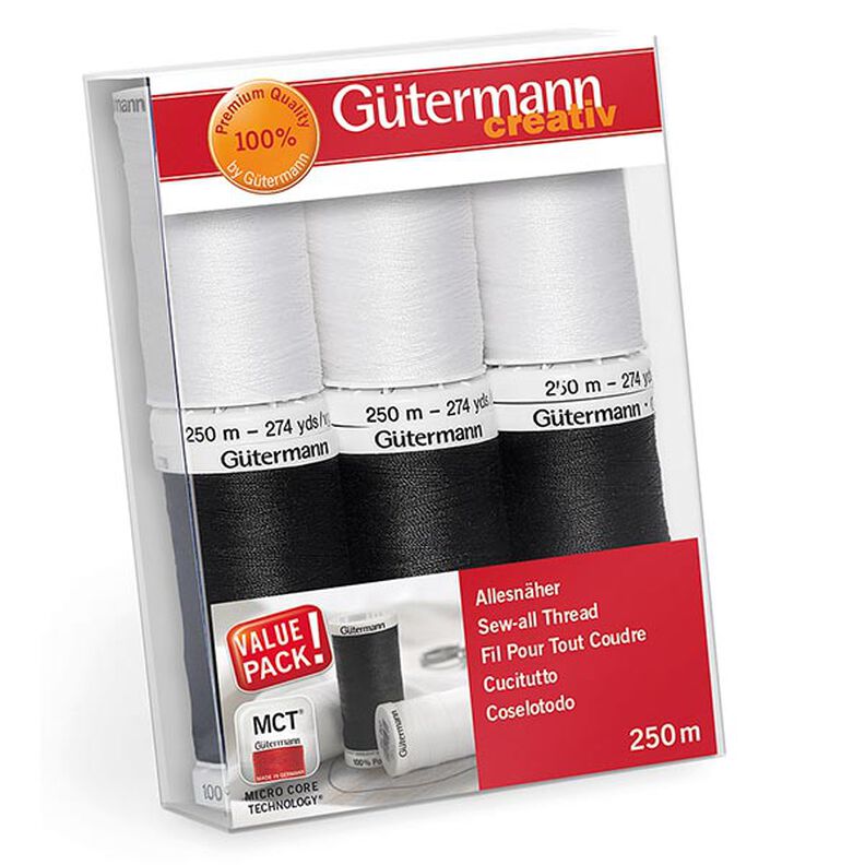 set filo da cucito Cucitutto [ 250m | 6 pezzo/i ] | Gütermann creativ – nero/bianco,  image number 1
