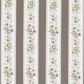 Strisce floreali in popeline di cotone – bianco/cachi, 