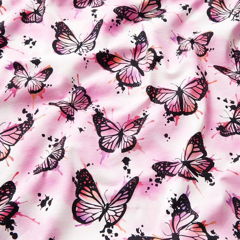 jersey di cotone Spruzzi di farfalle | Glitzerpüppi – violetto pastello,  image number 1