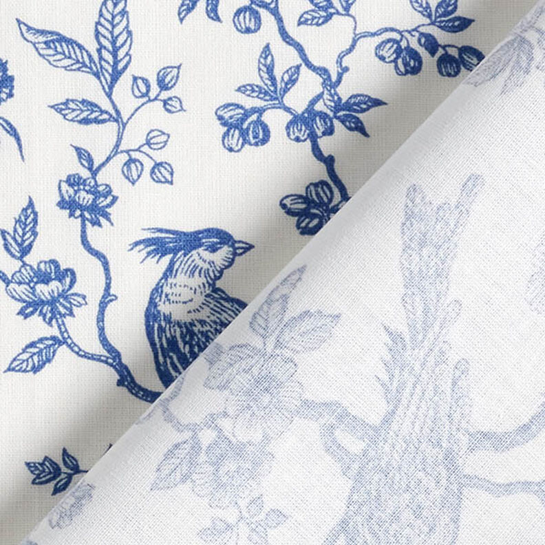 tessuto in cotone cretonne Uccelli – blu reale/bianco lana,  image number 4
