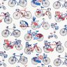 Tessuto in cotone Cretonne Biciclette retrò – bianco/blu,  thumbnail number 1