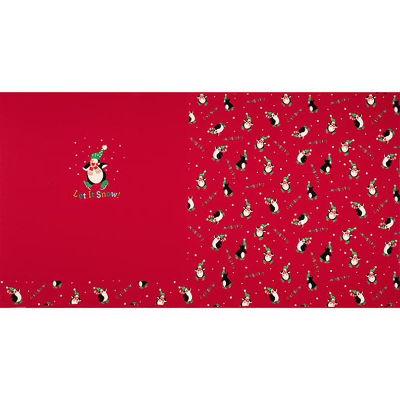 taglio di tessuto French terry, felpa estiva Pinguino nella neve – rosso,  image number 1